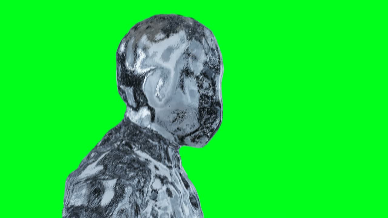 hielo, animación de personajes de glass man. aislado en pantalla verde.