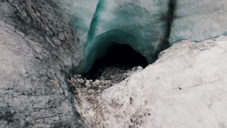 ice caves on hiking trails in vinciguerra glaciar, ushuaia, tierra del fuego province, argentina