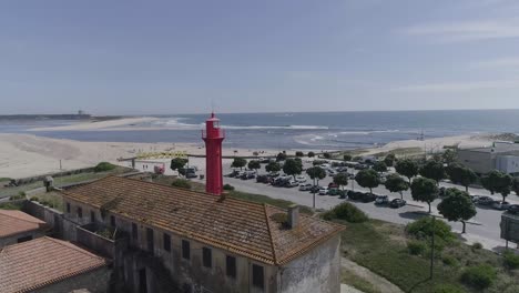 Esposende-Lighthouse-aerial-view-in-4k,-Farol-de-Esposende-drone-shot