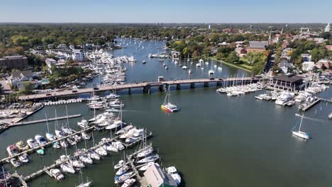 annapolis maryland aerial slow push over boats