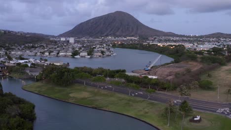 Blue-hour-reveal-of-Koko-head-Hawaii-Kai-oahu-marina