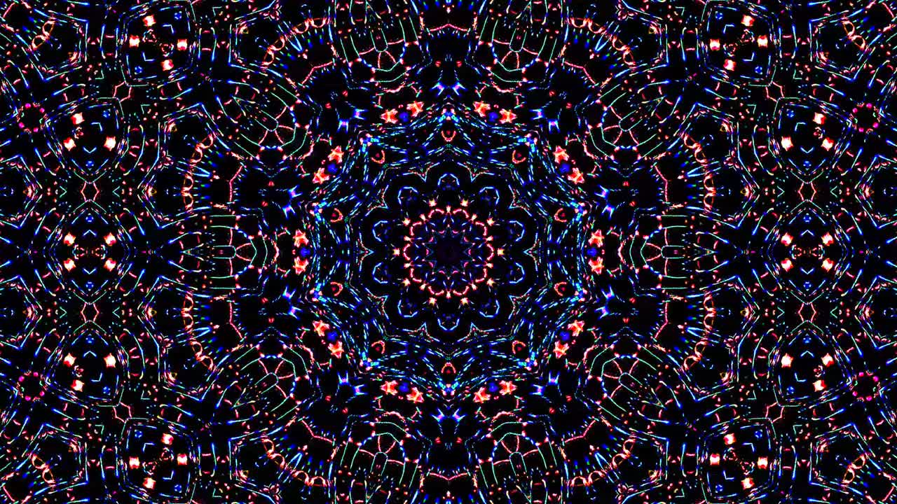 hermoso caleidoscopio abstracto que brilla, una luz radiante que regula los movimientos sutiles