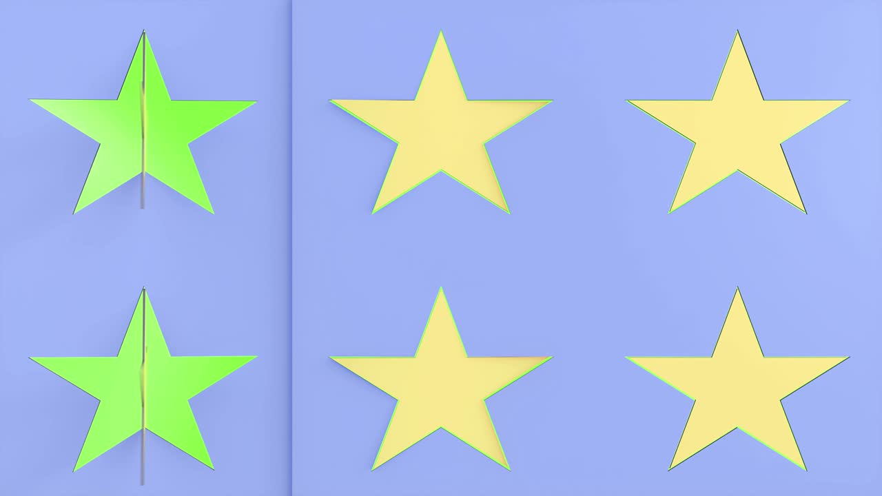 animación 3d de estrellas coloridas en movimiento. el signo de las estrellas se está volviendo. patrón sin costuras.