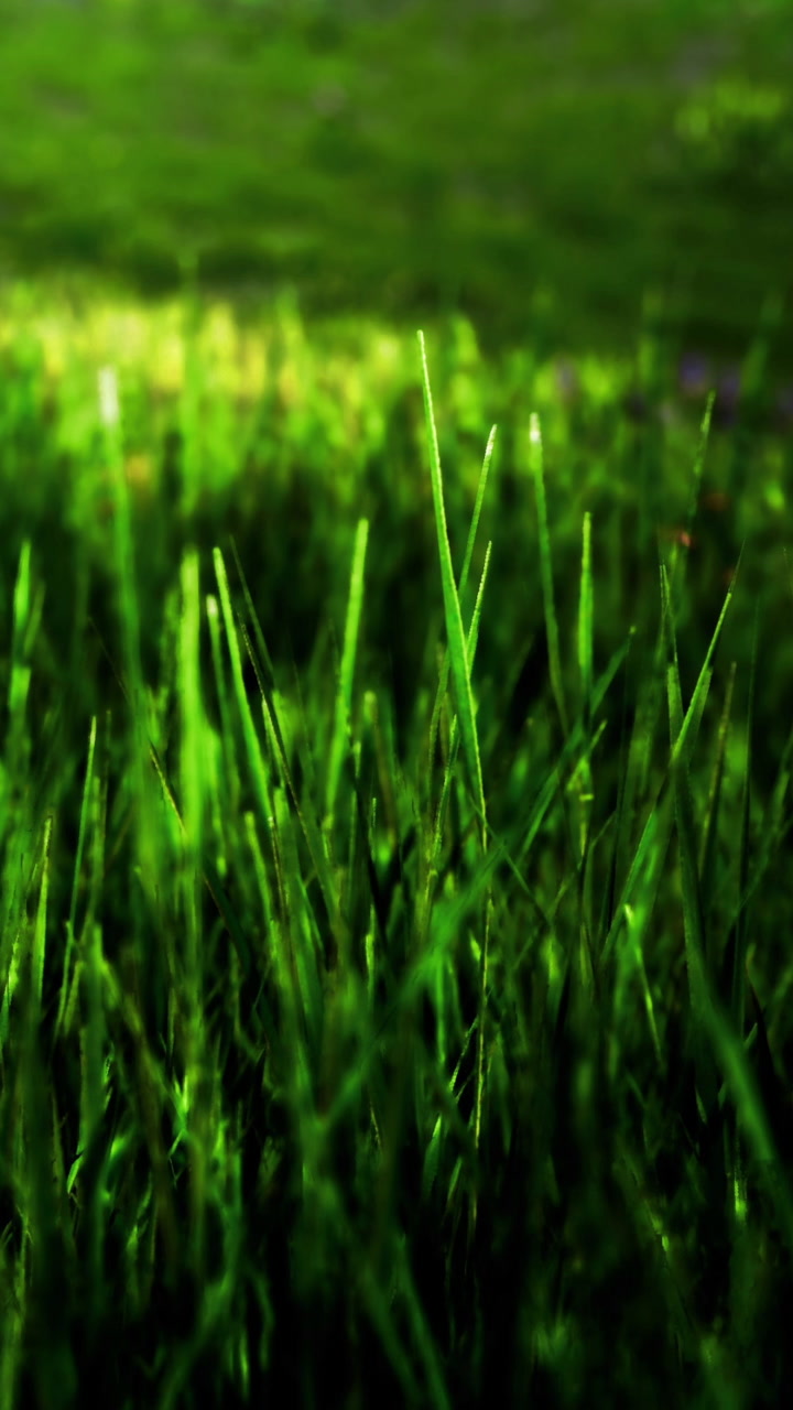 Vibrant green grass swaying gently under the warm sun at a peaceful park