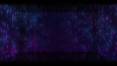 animación de senderos de luz de neón púrpura y azul sobre un fondo negro.
