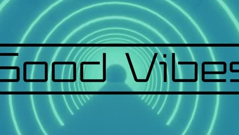 animation of good vibes text and circles on black background