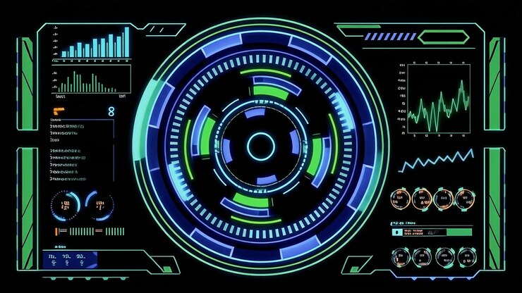 Interface HUD Futurista com Análise e Monitoramento de Dados