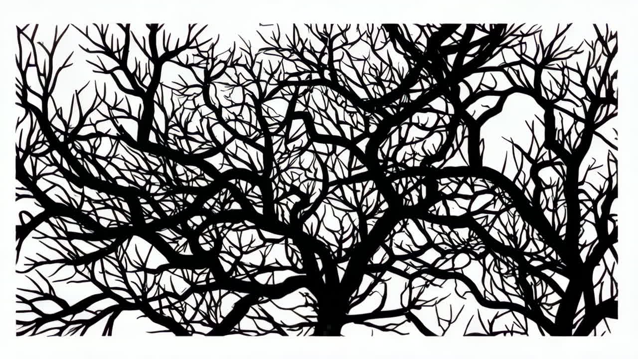 Abstract Black and White Tree Branch Silhouettes