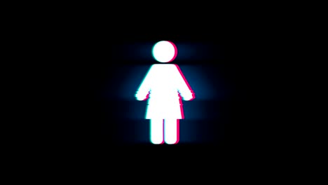 woman female symbol on glitch retro vintage animation.