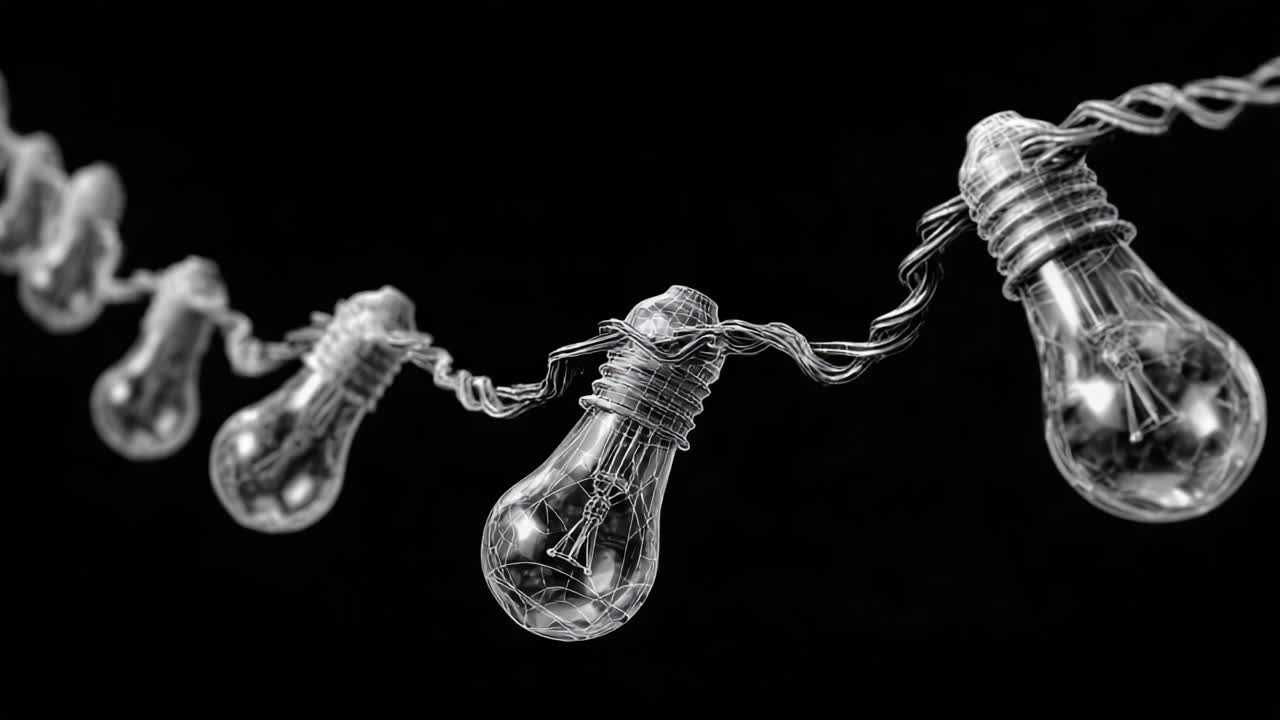 Captivating Display of Illuminated Light Bulbs on a Dark Background, Showcasing their Elegant Design and Unique Aesthetic Appeal Through Clarity and Detail