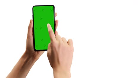 greenscreen cell phone with female hand
