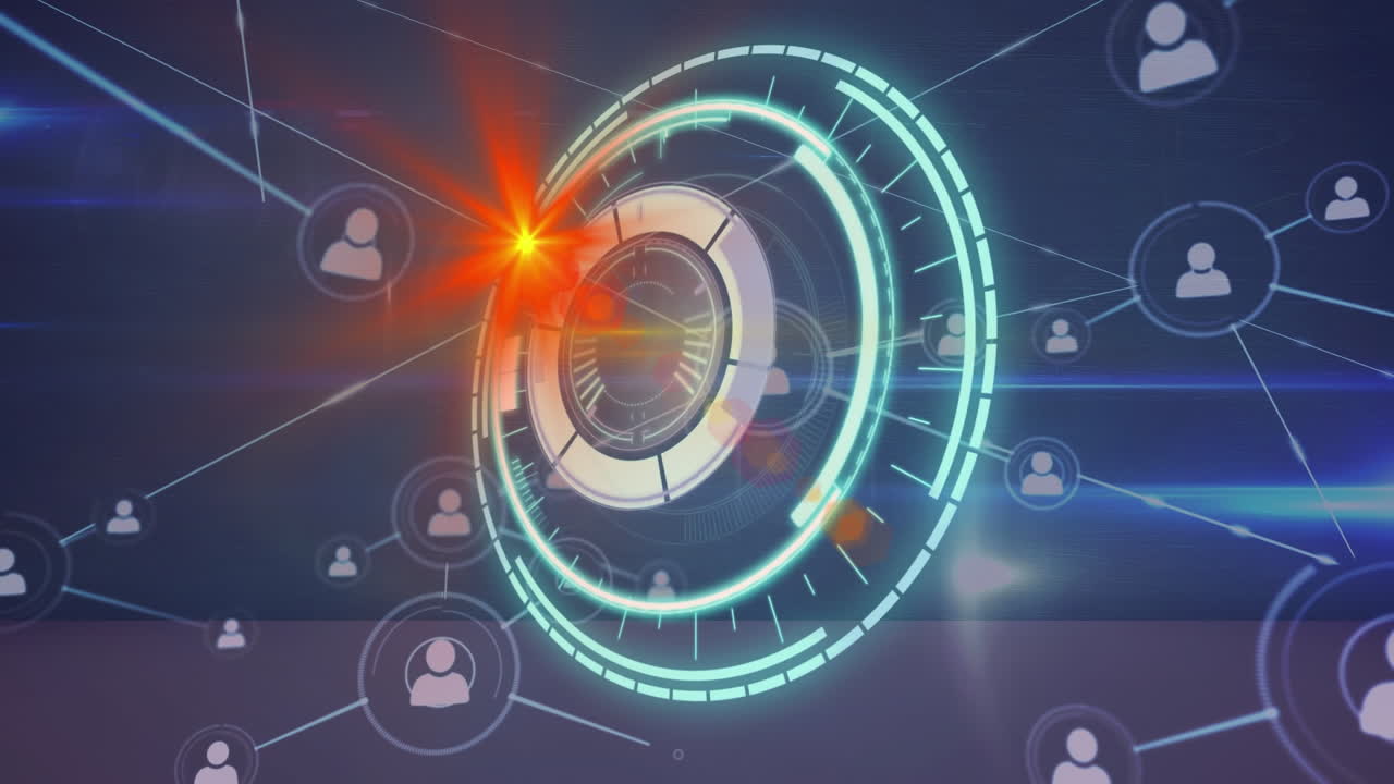 animación del escaneo del alcance a través de la red de conexiones