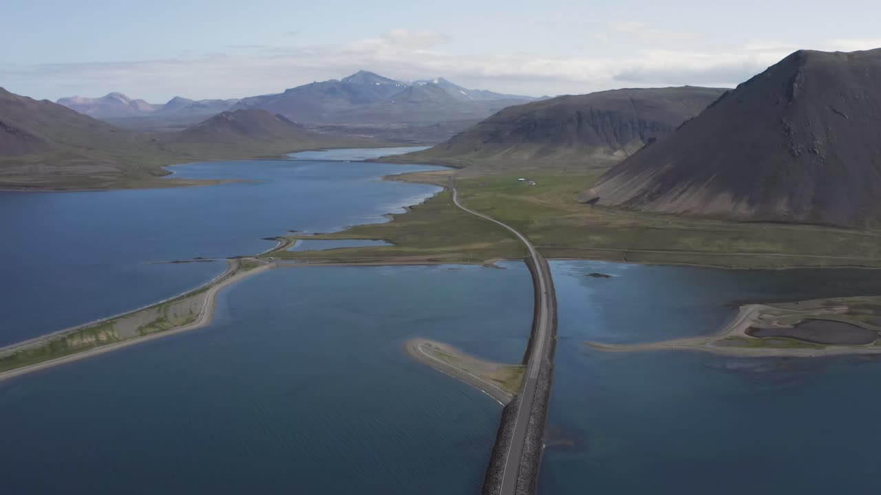 Stunning coastal landscape of Snæfellsnes peninsula with seaside road