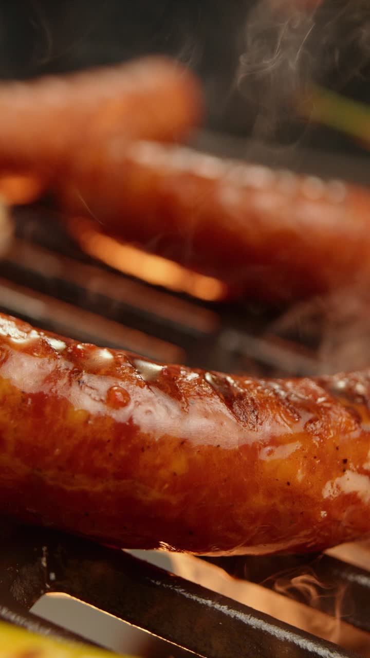 salchichas a la parrilla en una parrilla