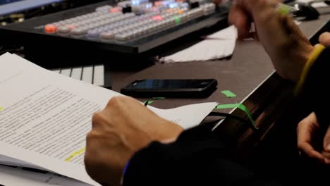 hands of a video technician in the production of a live broadcast