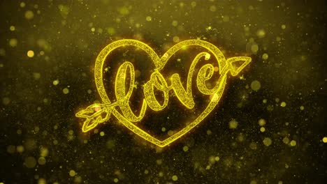 golden heart with love and arrow