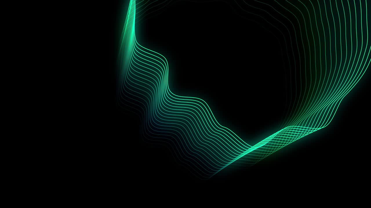 Abstract blue green gradient neon lines geometric. 3D background. Retro style. Futuristic technology abstract background. Network, big data, data center, server, vj, internet, speed