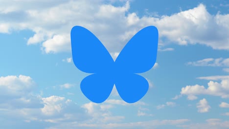 bluesky logo over a blue sky 2d animation