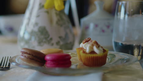 Close-up-of-Fine-French-Pastries-at-a-Tea-Party-with-Fine-China-in-the-Background