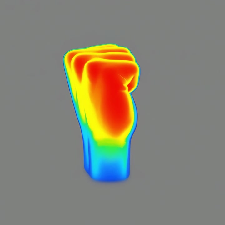 Termografia di un pugno umano serrato