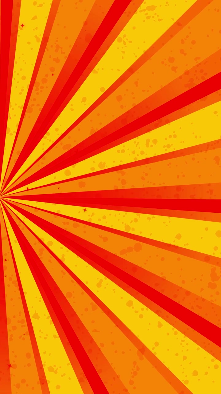 Animated Red and Yellow Sunburst Background with Sparkling Stars