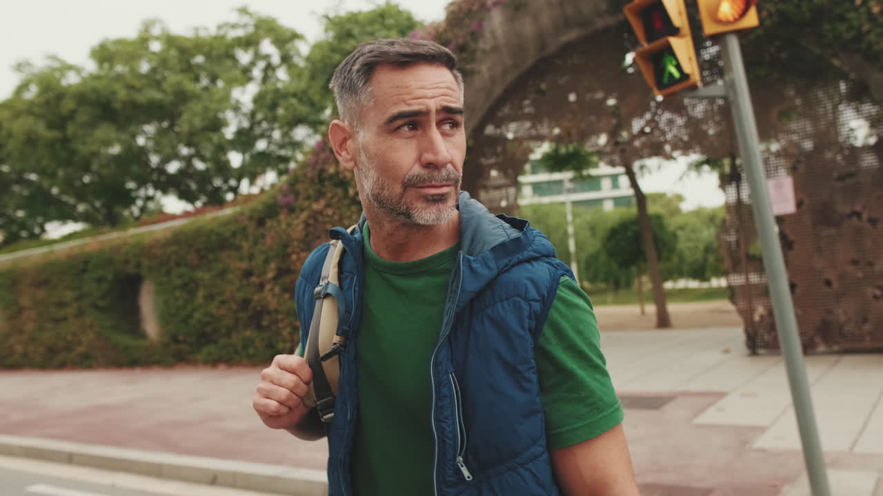 Man walking on city street