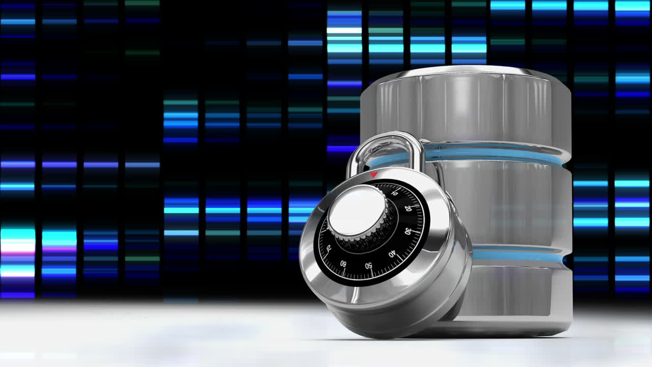 caja de seguridad con candado con en el fondo las ondas sonoras azules