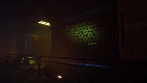 dark futuristic corridor with glowing lights