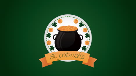 st patricks day animated card with treasure cauldron