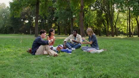 amigos disfrutando de un picnic en el parque