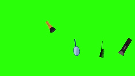 herramientas de barbería elementos planos animación en pantalla verde tecla de croma