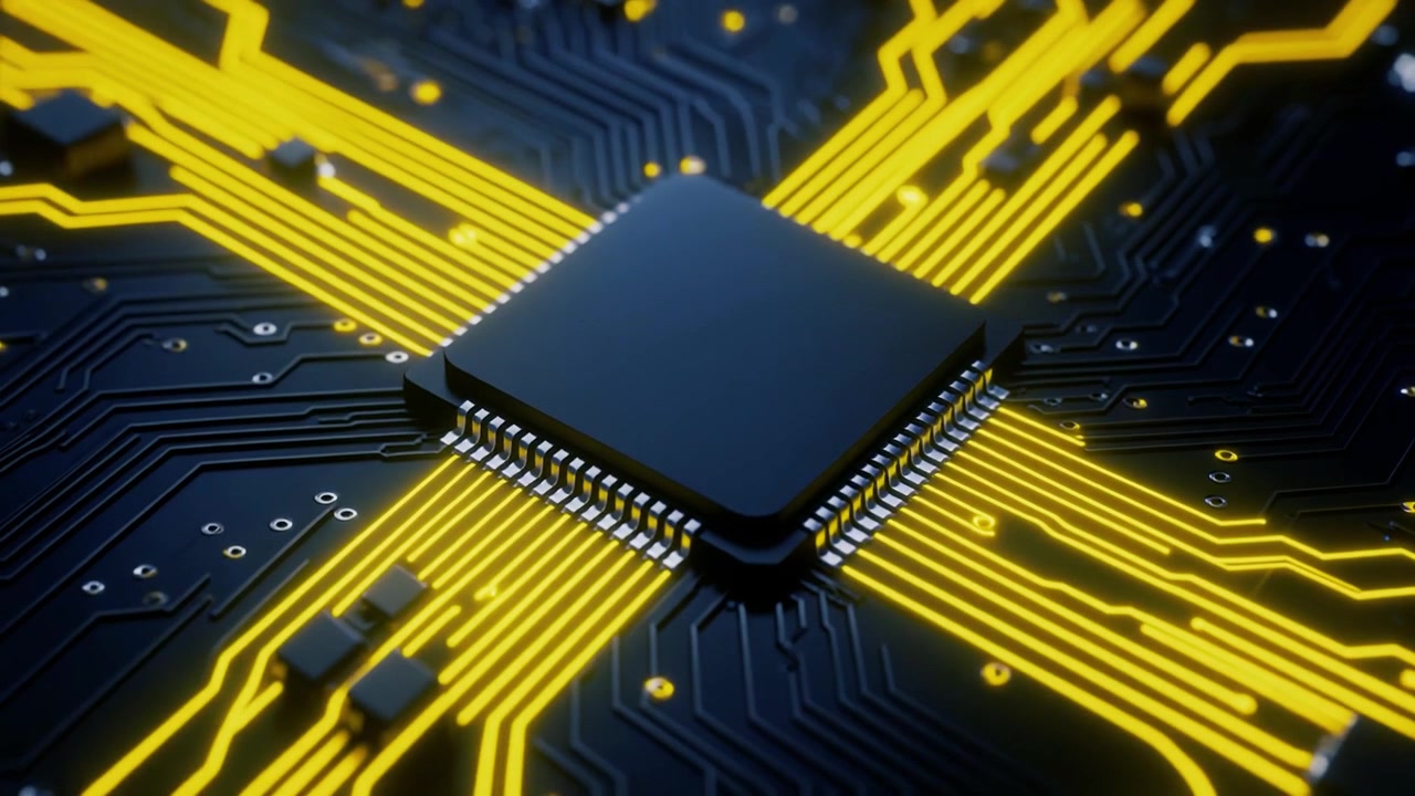 Digital datastrøm gennem en computerprocessorchip