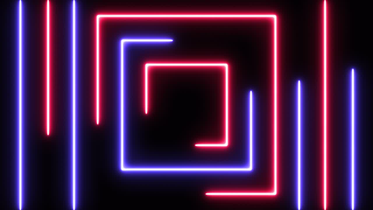 líneas cuadradas de neón de 4k. fondo en bucle