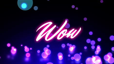 animation of wow neon text over spot lights