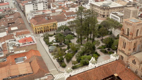 Empty-City-of-Cuenca,-Ecuador,-during-locked-down-of-the-Covid19-pandemia-from-a-drone-perspective