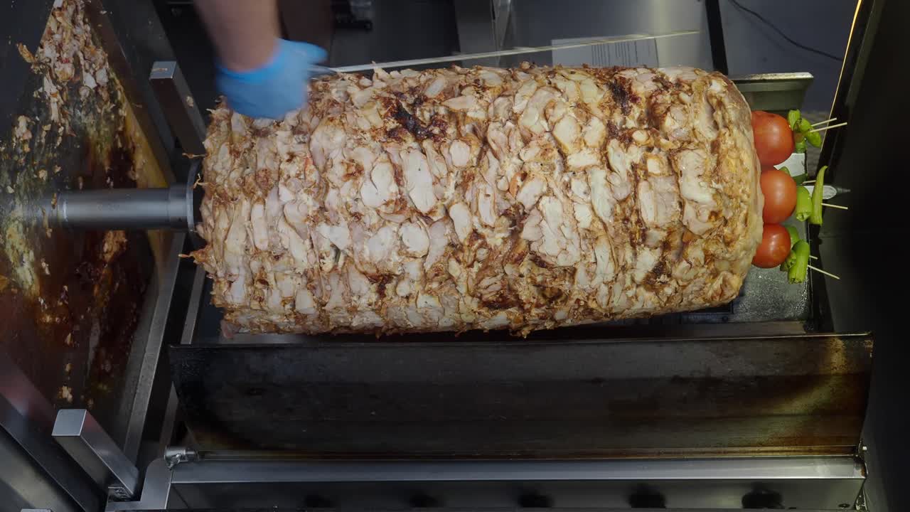 Shawarma meat on a spit