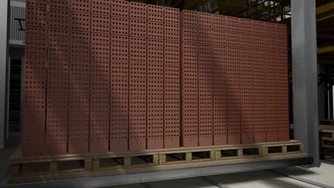 bricks on pallets in a manufacturing facility