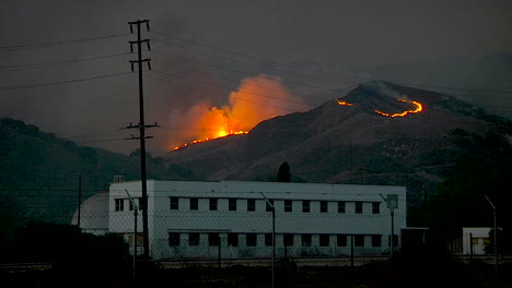 the thomas fire burns in the hills above ventura and santa barbara california