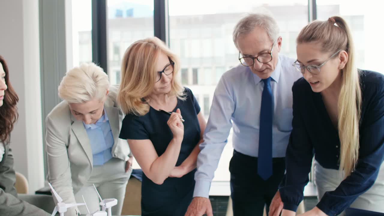 Business talks at conference table