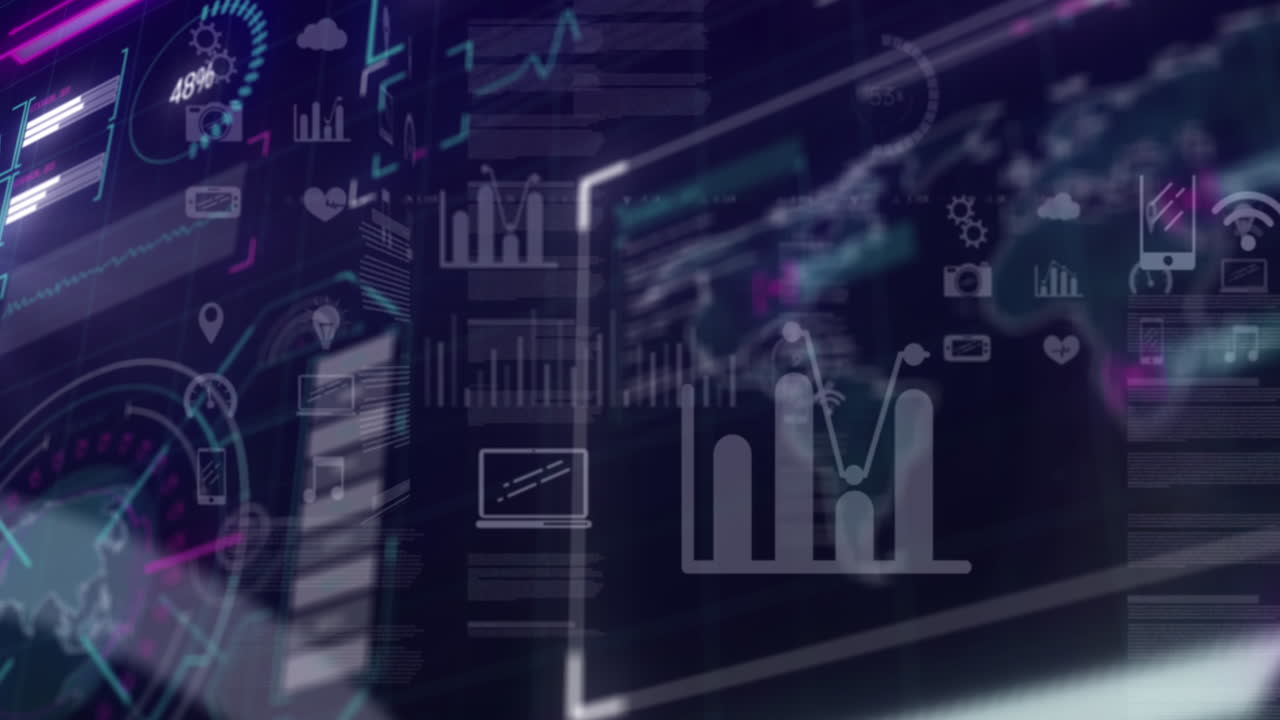 animazione dell'elaborazione dei dati su schermi