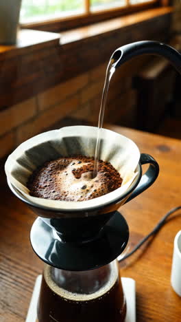 pour-over coffee brewing close-up