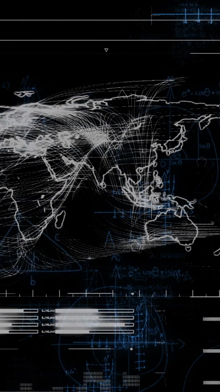 Animation of data processing with light spots on black background