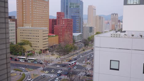 Ciudad-De-Hiroshima,-Calles-Y-Edificios-Del-Oeste-De-Japón