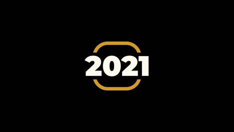 vídeo gráfico en movimiento de feliz año nuevo 2021 con canal alfa, fondo transparente