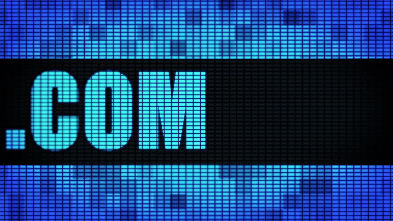 Website address displayed on a digital screen