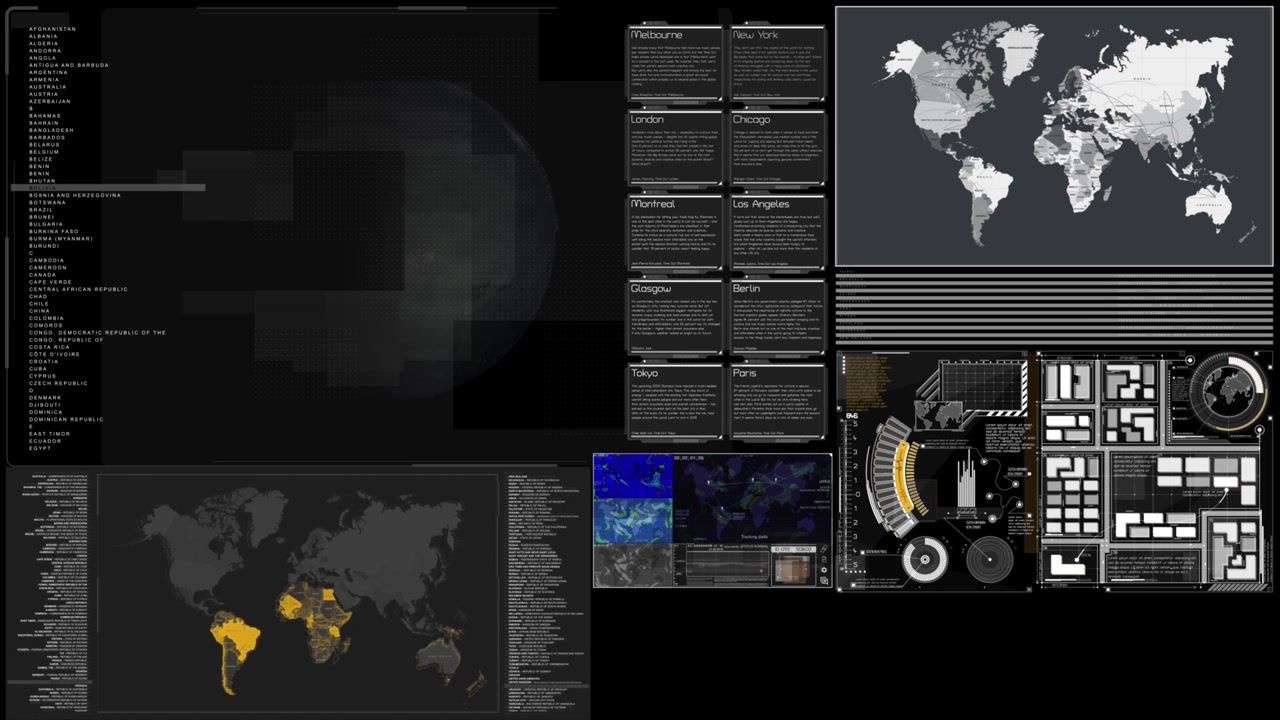 Advanced Futuristic User Interface with Global Data Visualization