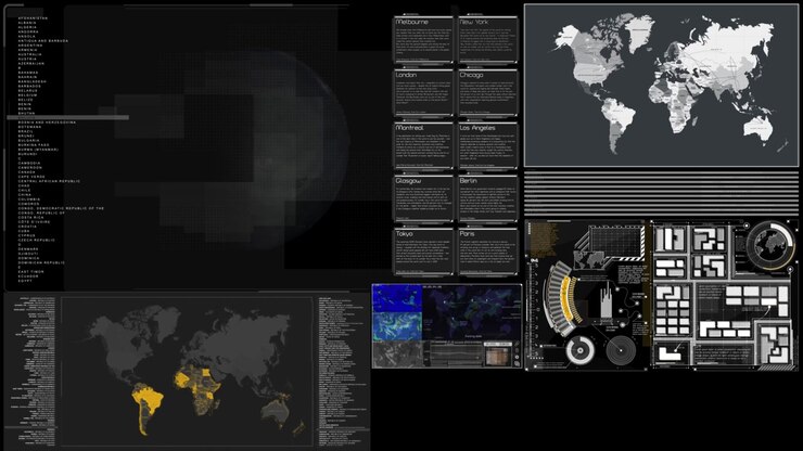 Advanced Futuristic User Interface with Global Data Visualization