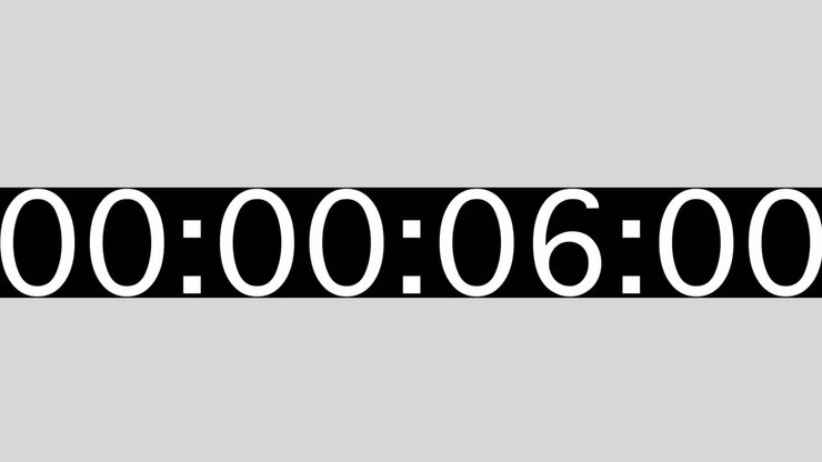 One minute of time code with a white flash and sync pulse