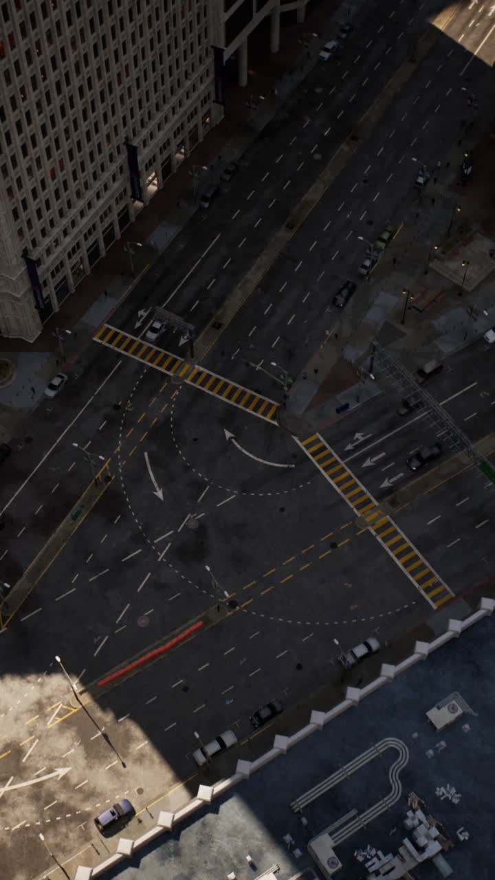 Aerial View of a Busy City Intersection