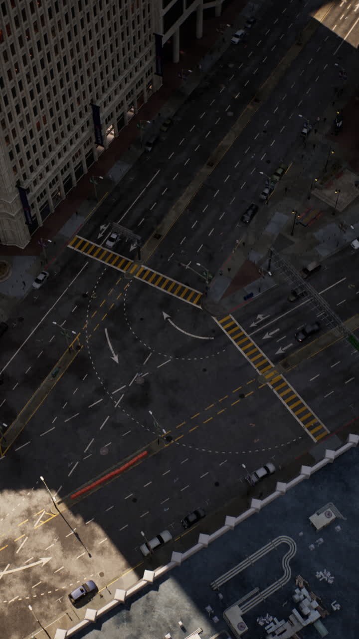 Aerial View of a Busy City Intersection
